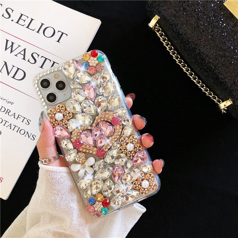 Wholesale Diamond Inlaid Love Pearl Flower Mobile Phone Protective Cases